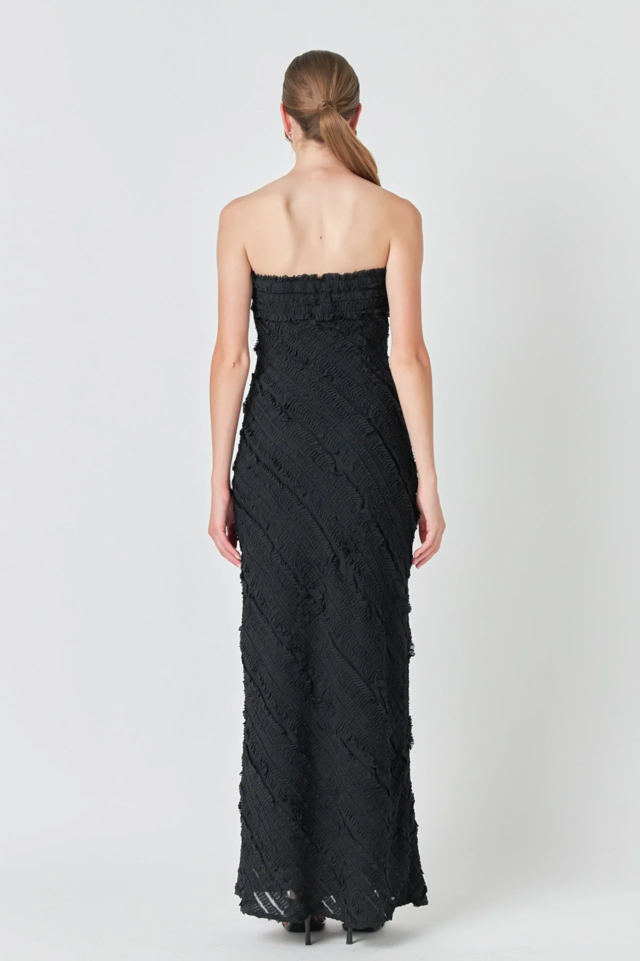 Strapless Ruffled Maxi Dress