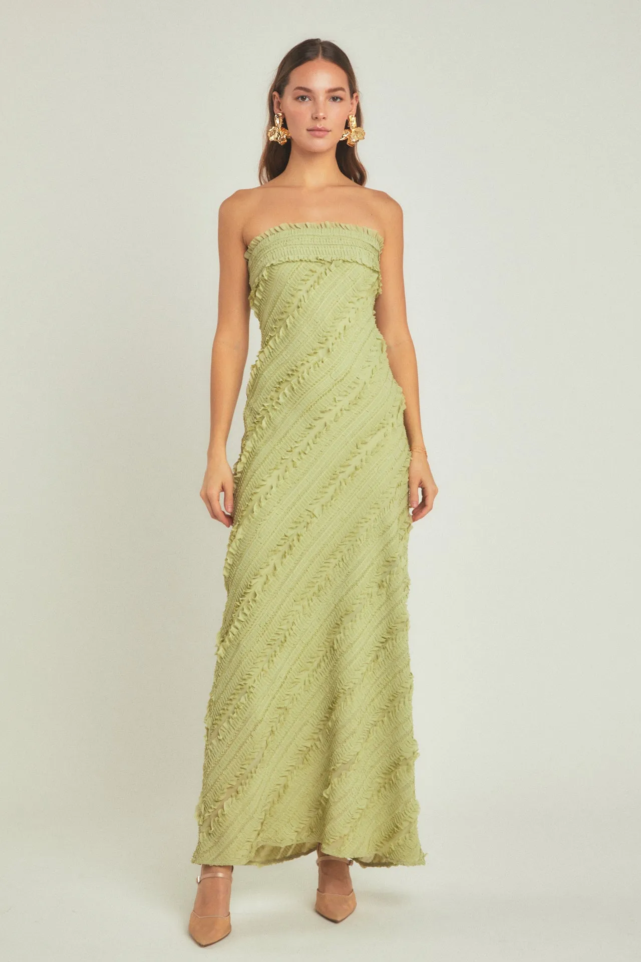 Strapless Ruffled Maxi Dress