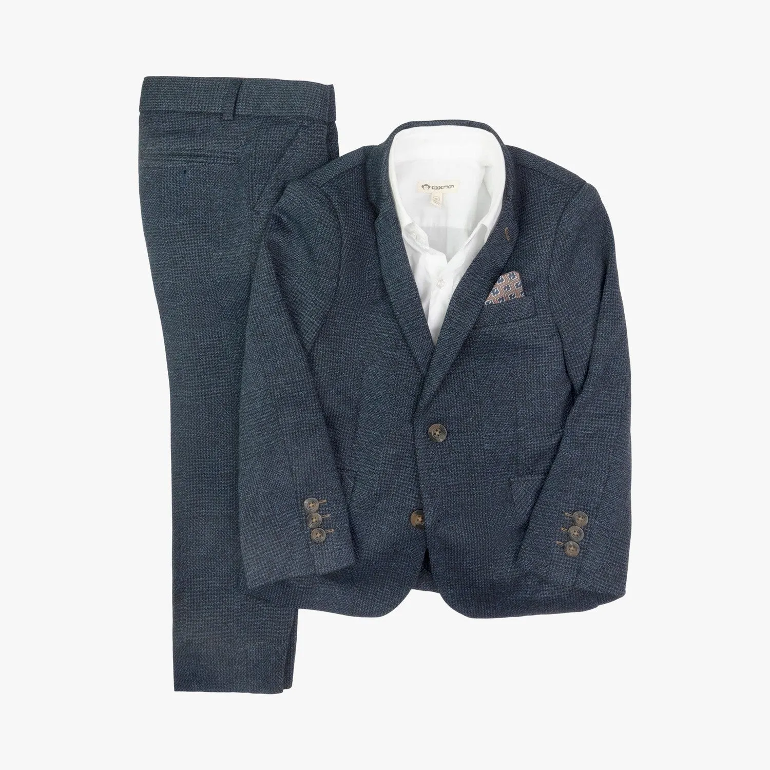 Stretchy Mod Suit | Navy Glen Plaid