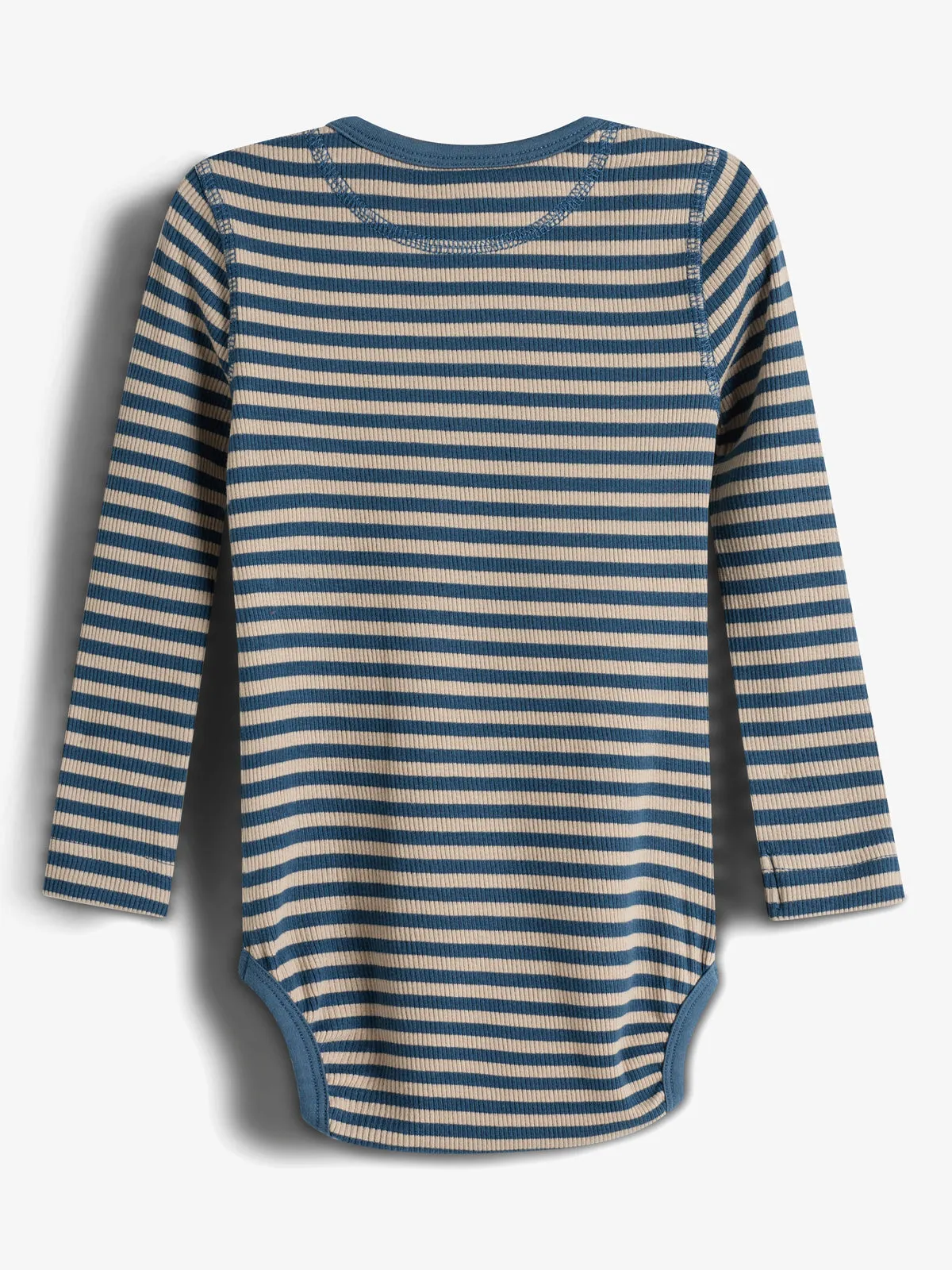 Striped Basic Rib Bodysuit - Little - Stormy Blue/Beige