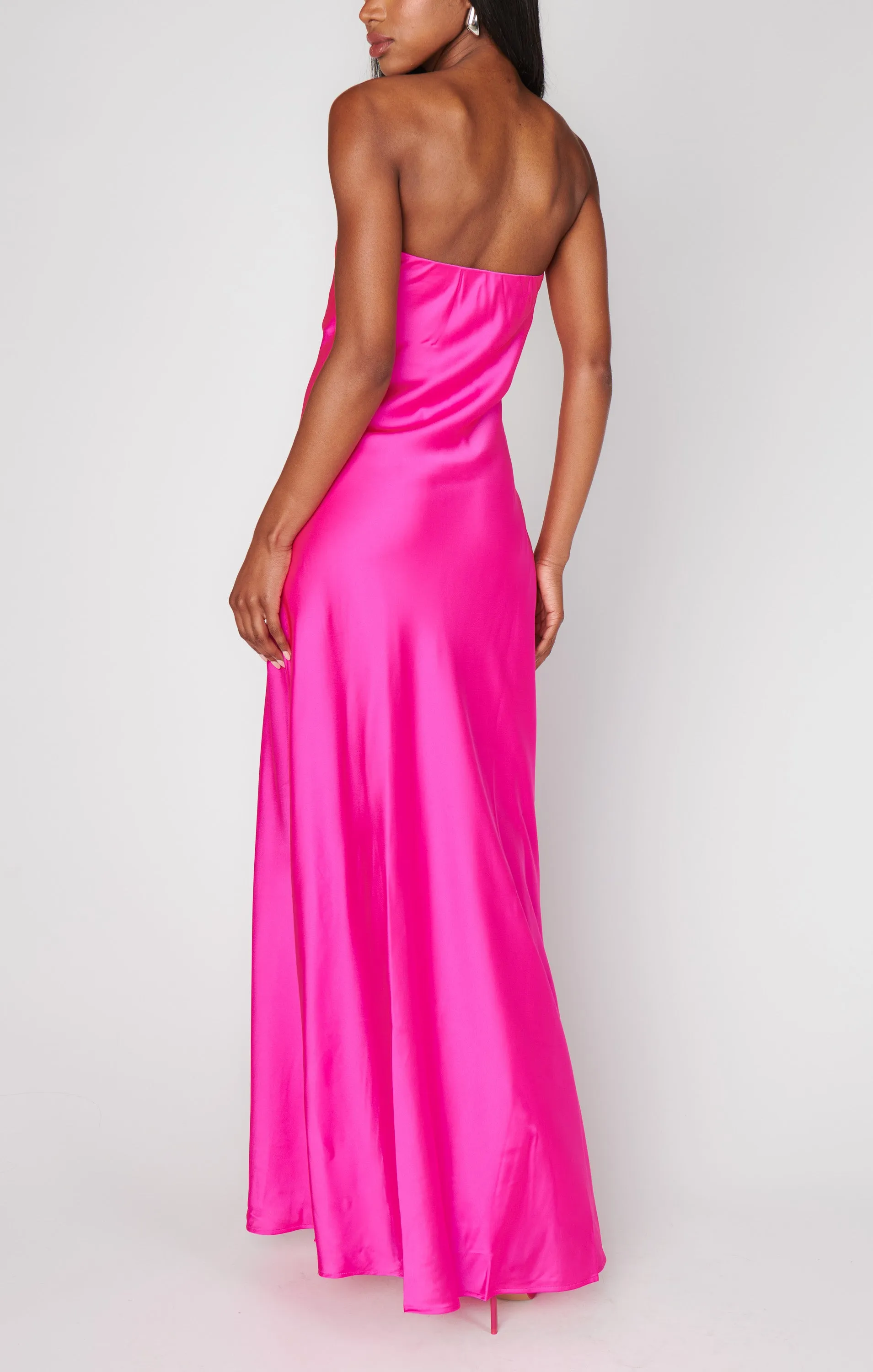 Taylor Tube Dress ~ Hot Pink Luxe Satin