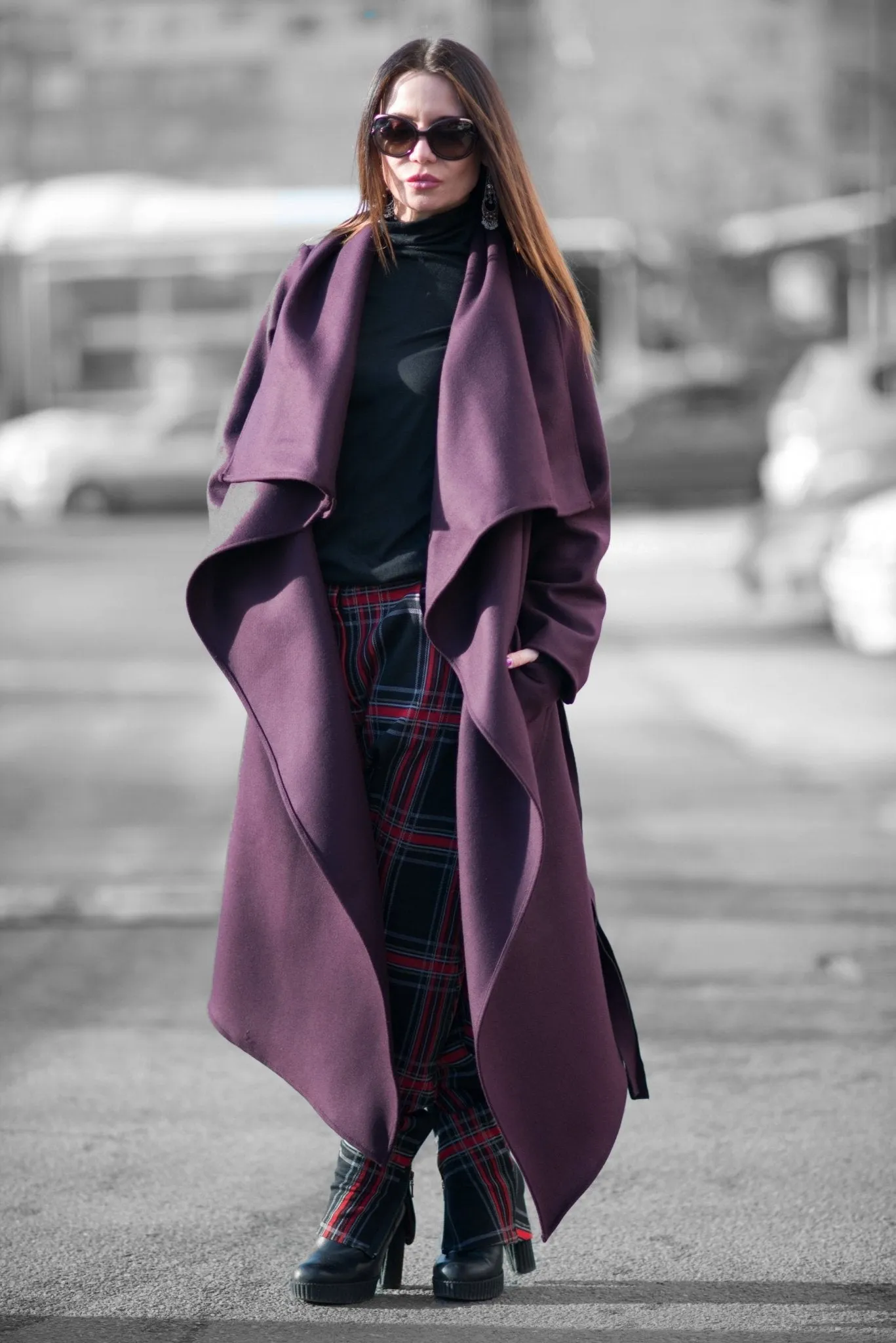 VICTORIA Autumn Women Purple Coat