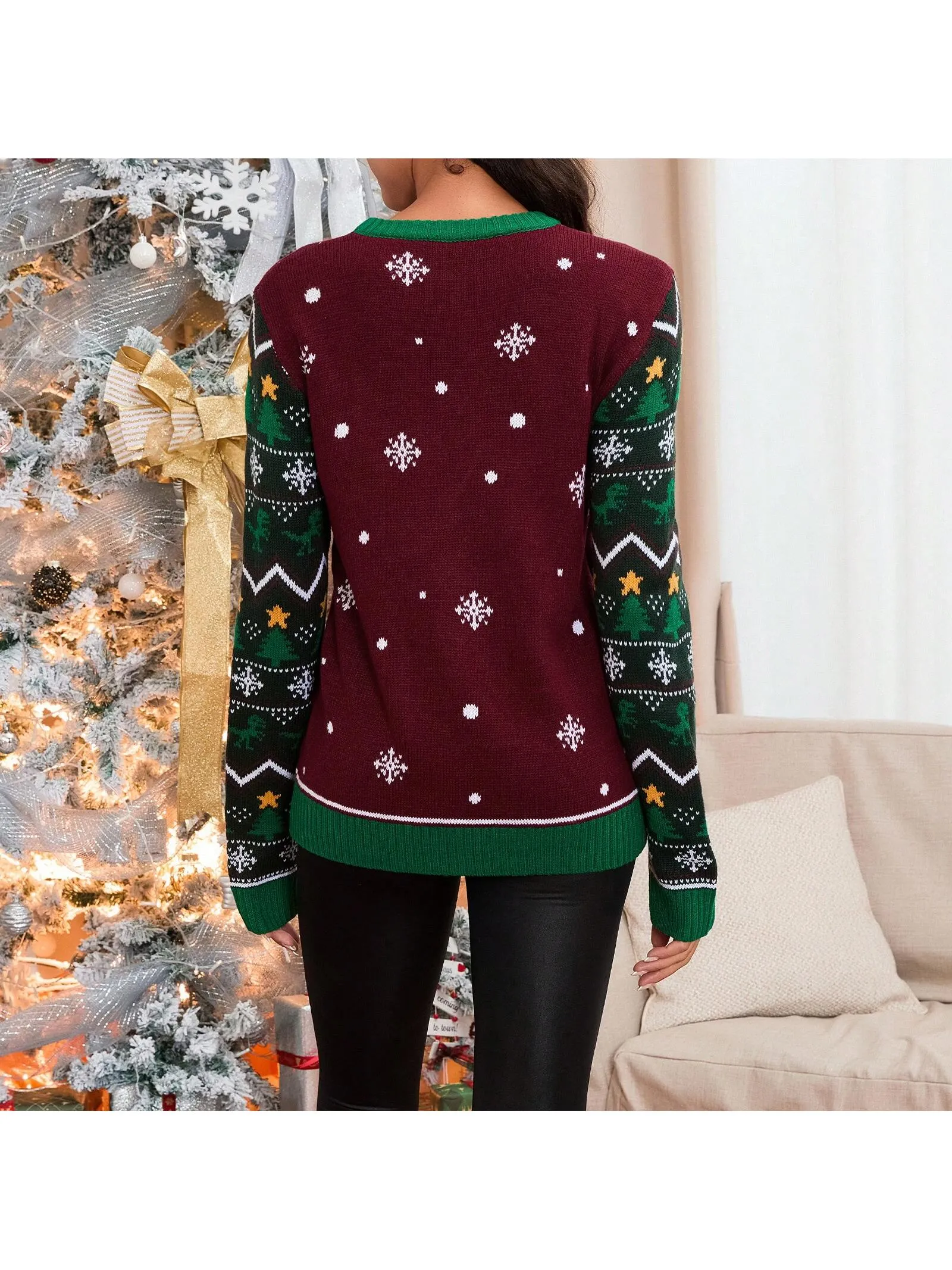 Vintage christmas sweater|Women's Christmas Sweater Long Sleeve Knit Winter Warm