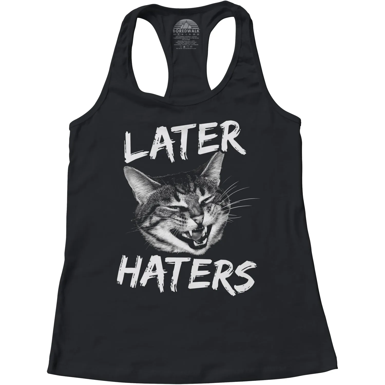 Women's Later Haters Funny Cat Racerback Tank Top