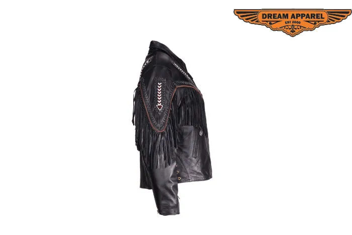 Womens Motorcycle Jacket With Arrows & Fringes