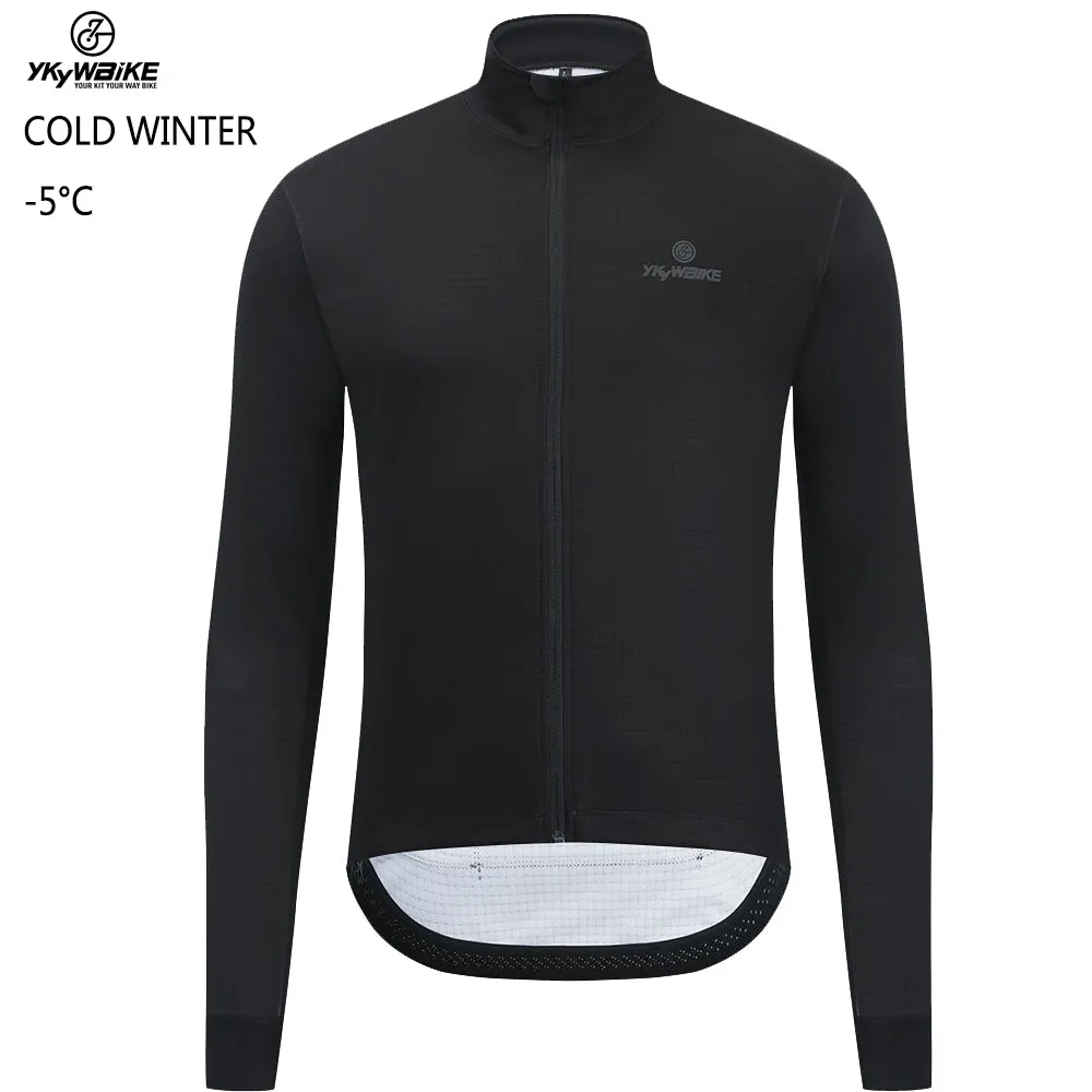 YKYW Men's Cycling Jacket Winter  -5-10℃ Outdoor Warm Fleece Coat Thermal Windproof and Breathability Black